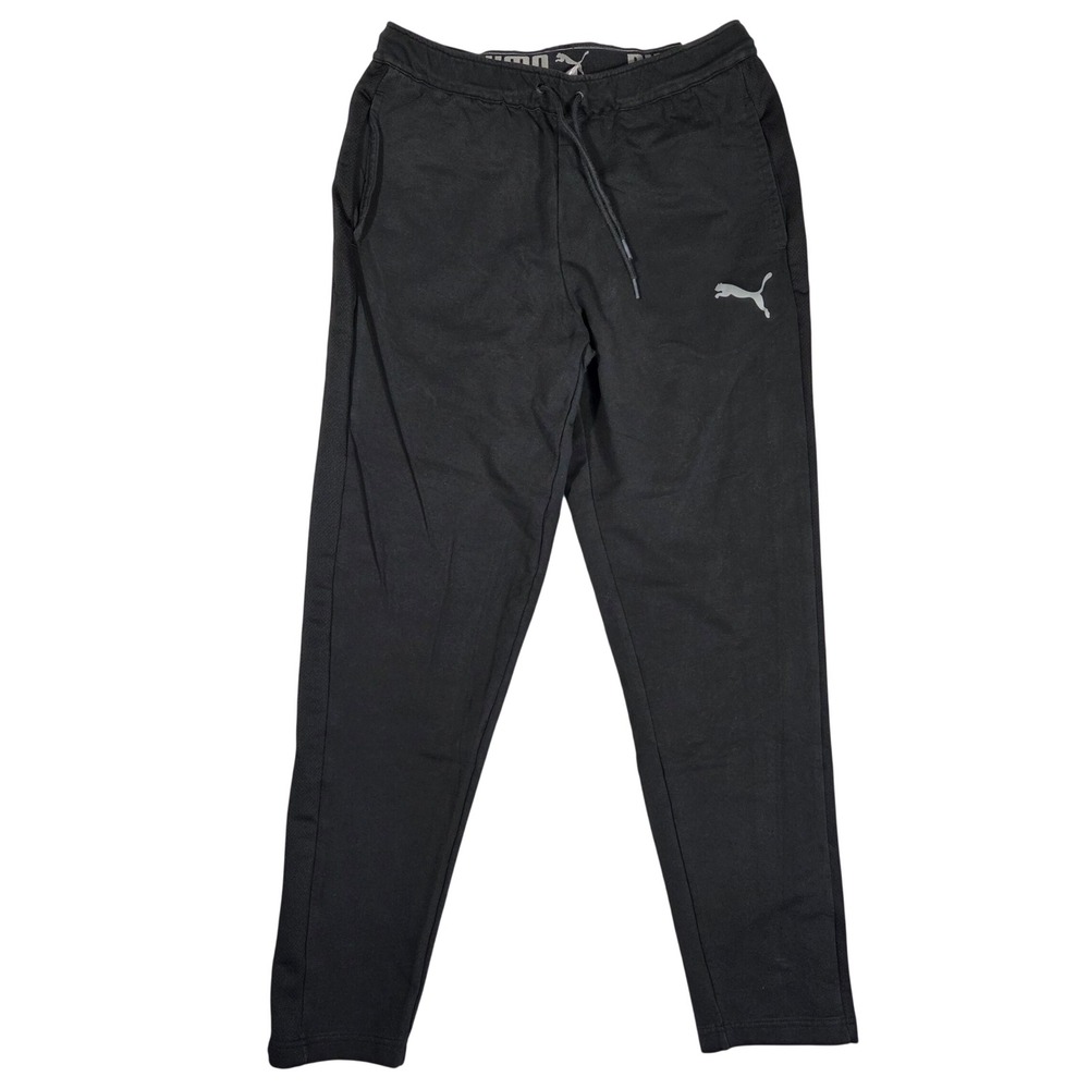 Puma Mens Black Training Joggers Tapered Sweatpants Size Medium Mesh Panels